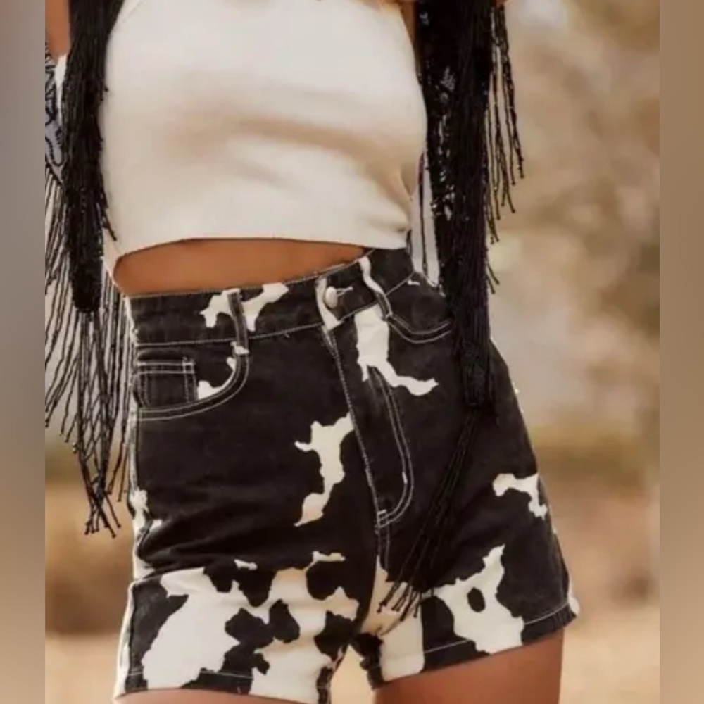 12th Tribe Black and White Jean Shorts